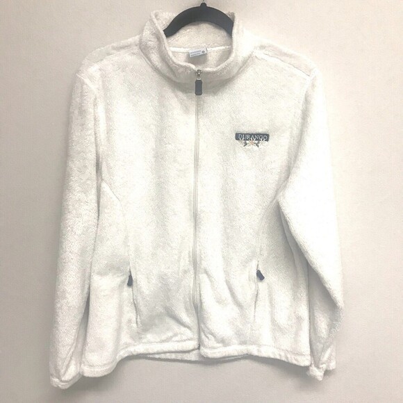Women's Camp David Durango Full Zip Fleece Jacket Blazer Embroidered Beige Sz L - Picture 1 of 8